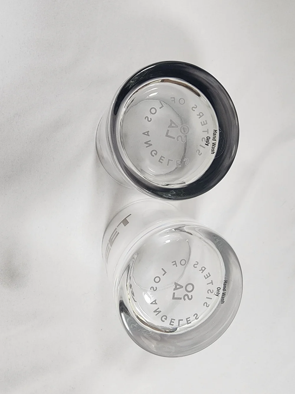 Set of 2 Clear Whiskey Glasses with Metallic 'SOUR' and 'SWEET' Lettering